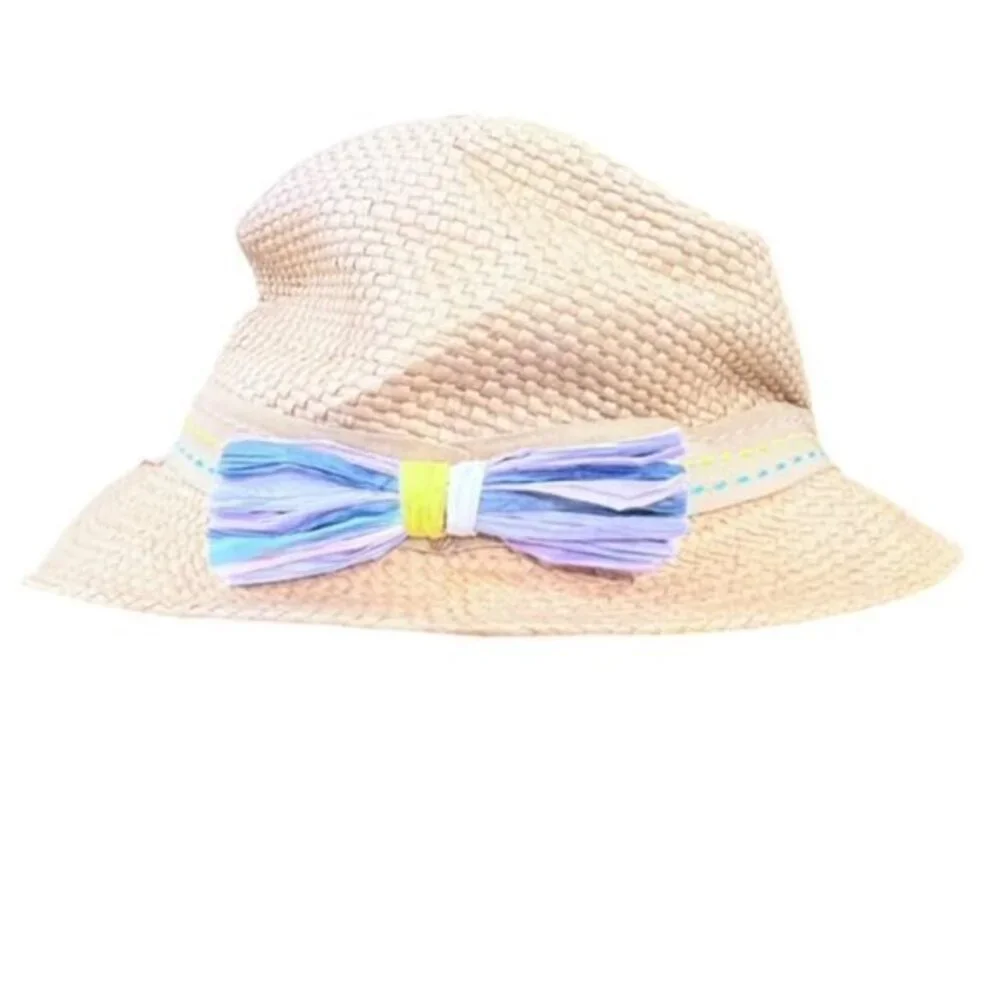 Addie & Tate‎ Girls Fedora Style Hat with Pastel Stitched Trim and Bow Party